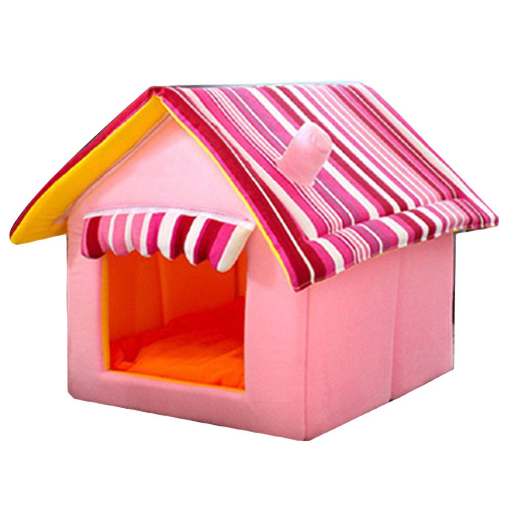 JEELINBORE Tragbare Faltbare Hunde Haus Hundehöhle Katzenhöhle Hundebett Katzenbett Haustier Schlafsack (Rosa, XL: 55 * 50cm)