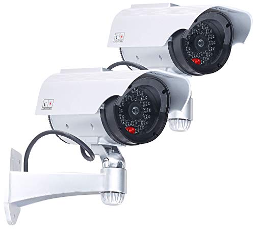 VisorTech Außenkamera Attrappe: 2er-Set Überwachungskamera-Attrappen mit Signal-LED (Videoüberwachung Attrappe)