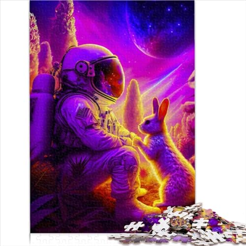 Puzzle 1000 Teile Erwachsenenpuzzle Astronaut und weißes Kaninchen Puzzles Geschenk Holzpuzzle Teenager Puzzle Familienaktivität Puzzles 1000 Stück (50 x 75 cm)