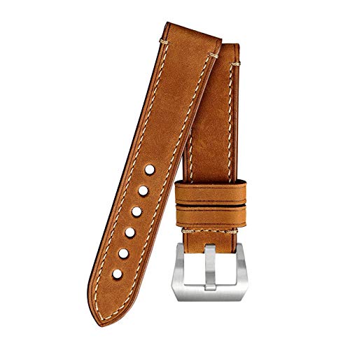 18mm/20mm/22mm/24mm Flach Vintage-Sattel Original Crazy Horse Uhrenarmband Leder absorbiert handgenähte Armband Armband Sweat, 18mm