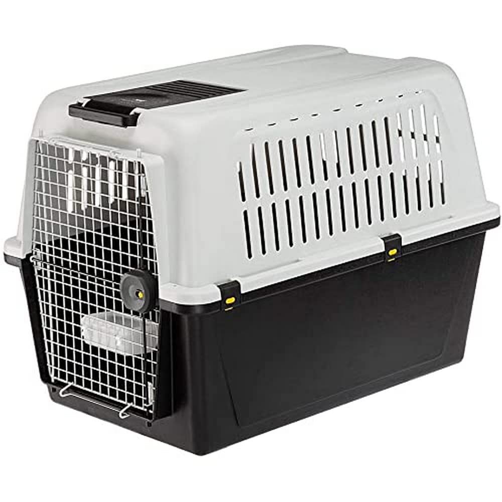 Ferplast Hundetransportbox Transportbox für mittelgroße Hunde Atlas 60, Reisebox für Hunde, Sicherheitsverriegelung, Lüftungsgitter, 61 x 91 x h 68 cm Grau