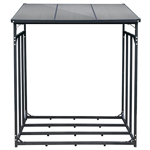 SCHMIDT security tools Kaminholzregal 143x70x145cm Aluminium Anthrazit Brennholzregal Holzstappelhilfe Holzunterstand 1,4 m³ Holz-Regal