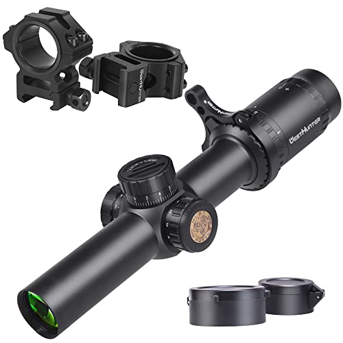 WestHunter Optics HD 1-6x24 IR Riflescope, 30mm Tube Red Green Illuminated Reticle Second Focal Plane Tactical Precision 1/5 MIL Shooting Scope | Reticle-B, Picatinny Shooting Kit B