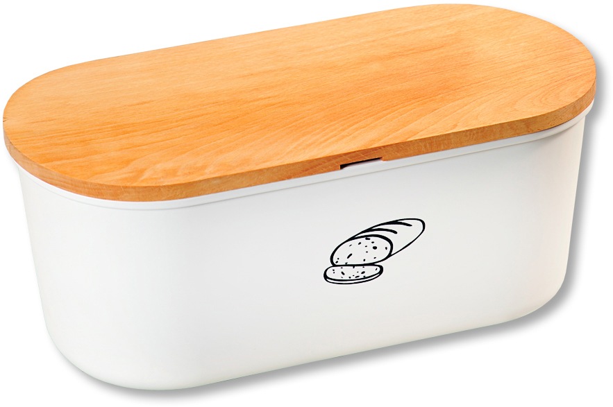 Kesper Brotbox 85090, mit Schneidebrett aus Buchenholz, Maße: 33,5 x 18 x 14 cm, Braun/Weiß, 33.5 x 18 x 14 cm