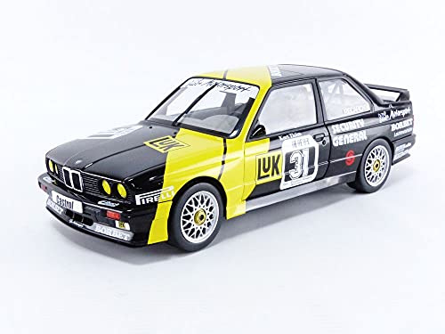 Solido 421189300 BMW E30 M3#31, DTM 1988, Fahrer: K. Thiim, Modellauto, Maßstab 1:18, schwarz/gelb