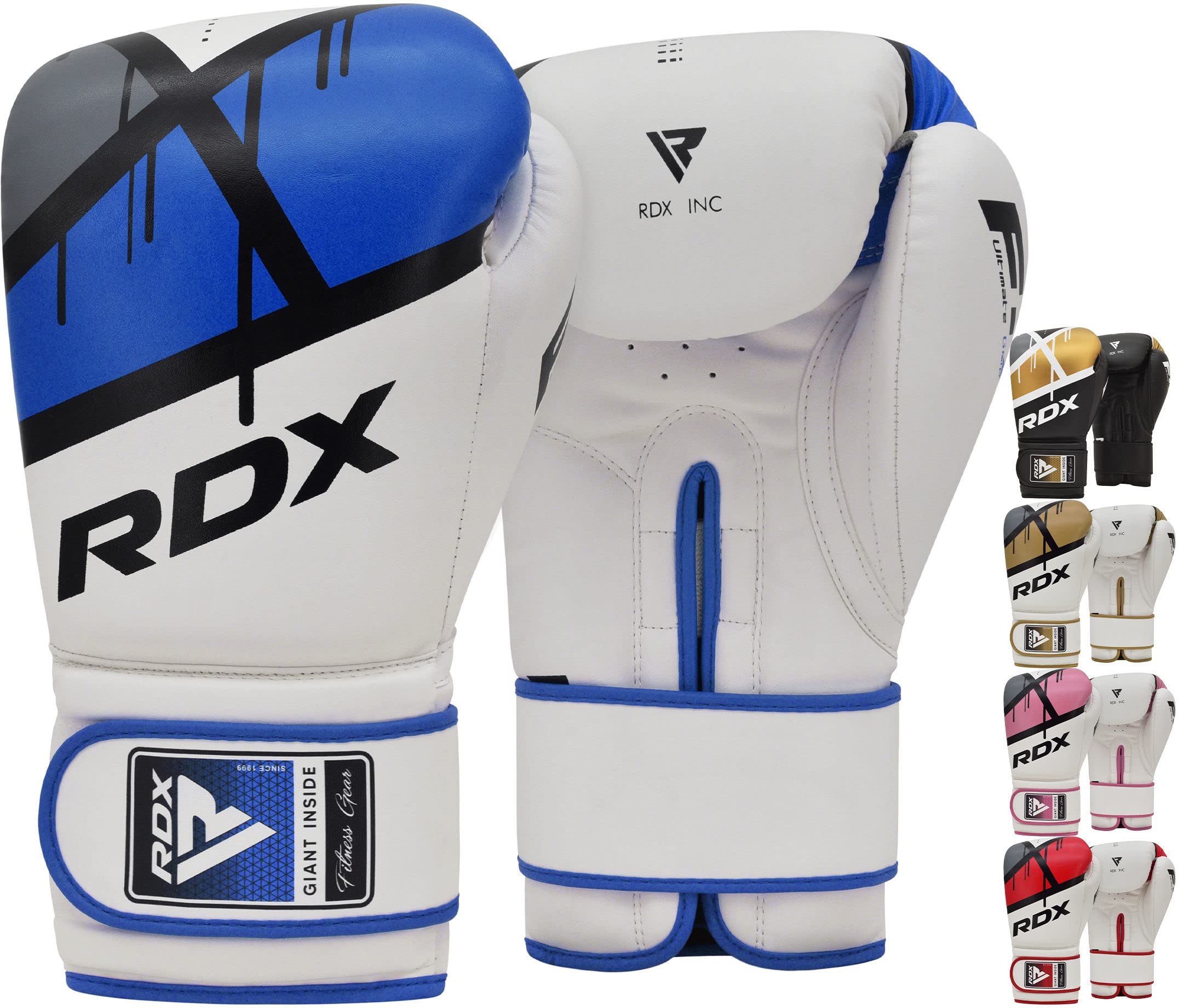 RDX Boxhandschuhe Muay Thai Boxsack Training Sparring Kickboxen Sandsack Maya Hide Leder Boxing Gloves, Blau, 14 oz