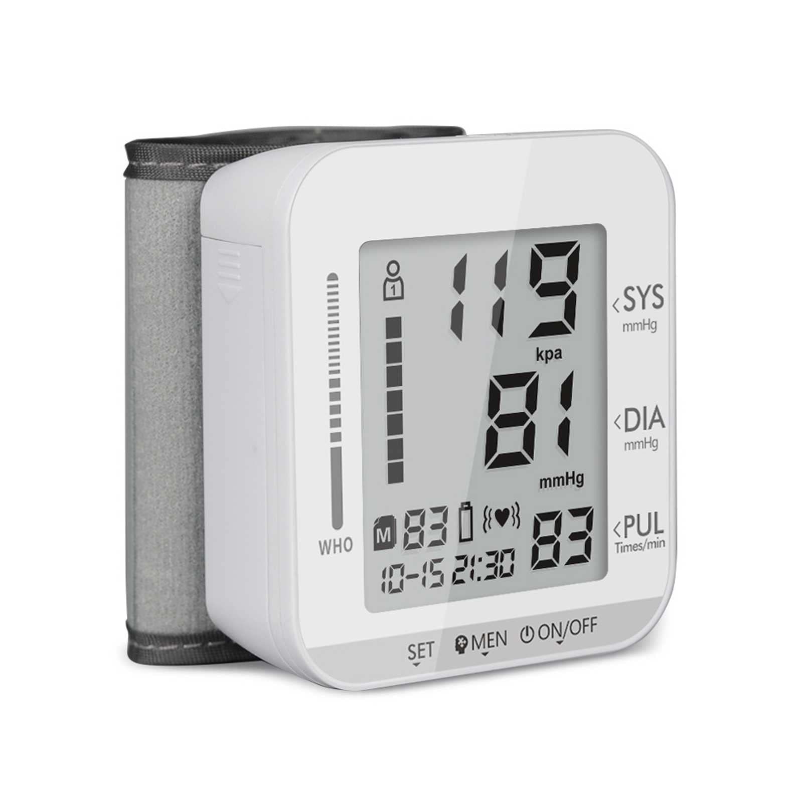 Automatisches Blutdruckmessgerät für zu Hause, LCD-Digitalanzeige, intelligenter Druck, Herzfrequenzüberwachung, elektronisches Blutdruckmessgerät vom Typ Smart Wrist
