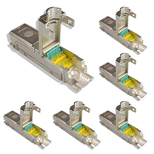 AIXONTEC 6 x fixLink LAN Verbinder Cat.6A Netzwerk Verbindungsmodul für Cat.7 Kabel Ethernet Adapter geschirmt | AWG 23 Datenkabel LSA Netzwerkverbinder geeignet für CAT5 CAT6 CAT6A CAT 7 LANKabel