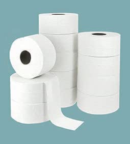 DSTOCK60 Maxi JUMBO Toilettenpapierrollen, 350 m, 2-lagig, 100 % reine weiße Watte – wirtschaftliches Toilettenpapier – kompatibel mit Maxi JUMBO (12)