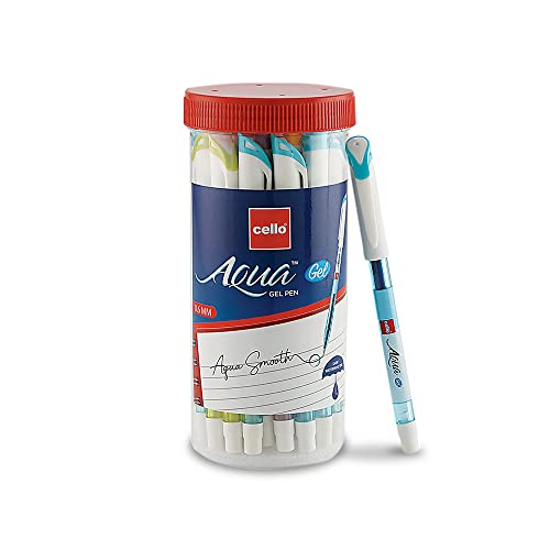 Cello Aqua Blue Gelschreiber Glas mit 25 Einheiten || Gelstifte Blau | Glas mit 25 Einheiten | Gelstifte Set für Studenten | Stifte für den Bürogebrauch | Gelstifte zum Schreiben | Wasserdichter