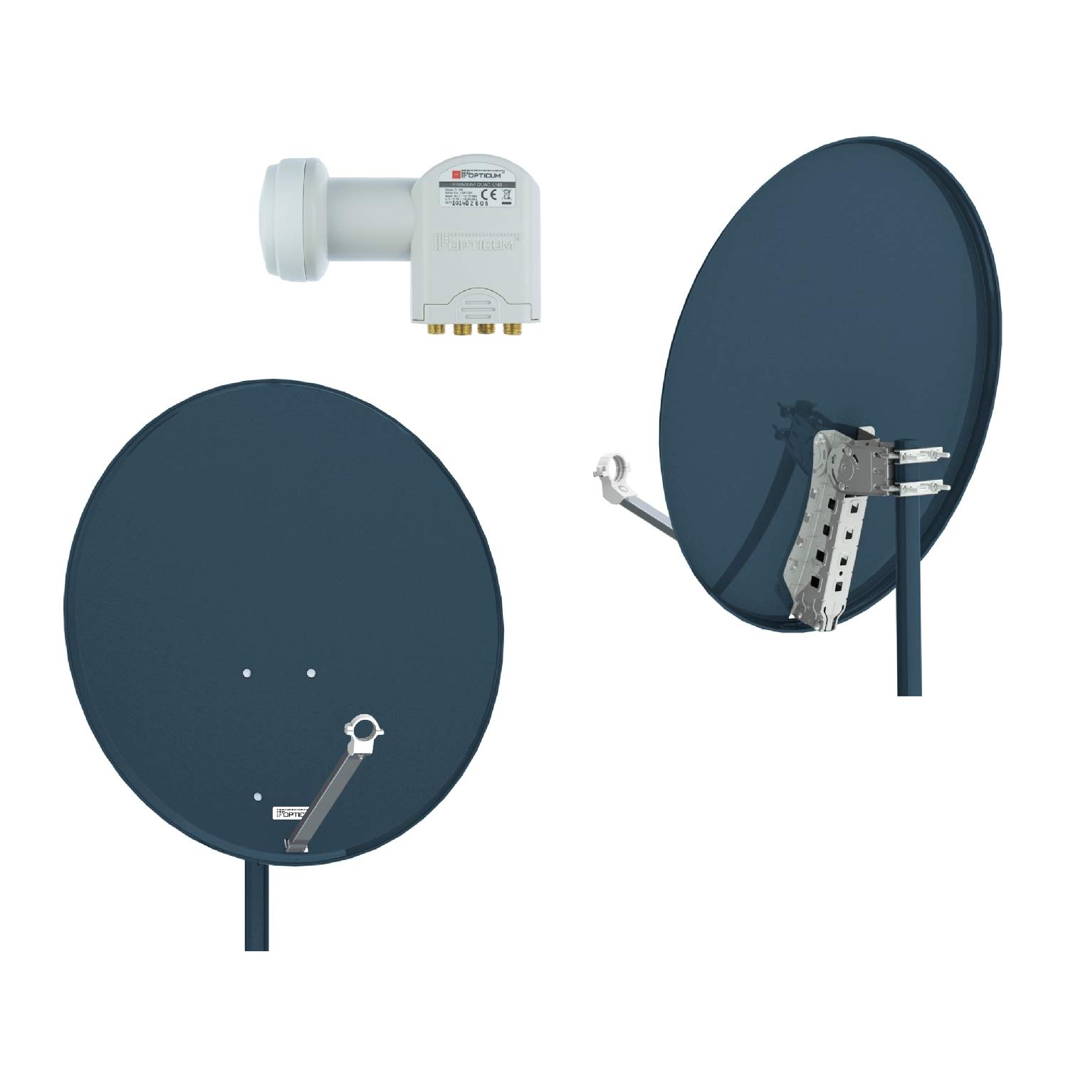 Opticum QA80 Sat Antenne Stahl, Farbe: anthrazit, mit Quad LNB - LQP-O4H -, 9165