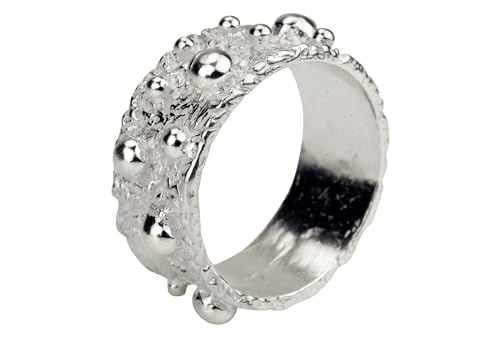 SILBERMOOS Damen Ring Bandring gepunktet Punkte glänzend Sterling Silber 925, Größe:58 (18.5)