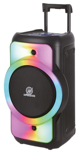 N-Gear Flash Juke 12 - Kabelloser 12" Inch Trolley Bluetooth Lautsprecher mit licht - 500 Watt Karaoke Anlage Mit 1 Mikrofon - TWS - Eingebautem Akku - 6 Stunden Spielzeit