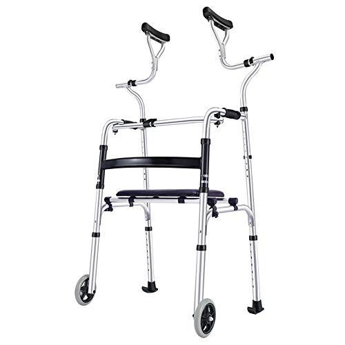 Faltbarer Gehwagen aus Aluminium mit Achselstütze, leichter aufrechter Gehwagen für Senioren mit 2 Rädern, höhenverstellbarer Tritthilfe für große Personen/Erwachsene/Behinderte (Size : 2 wh