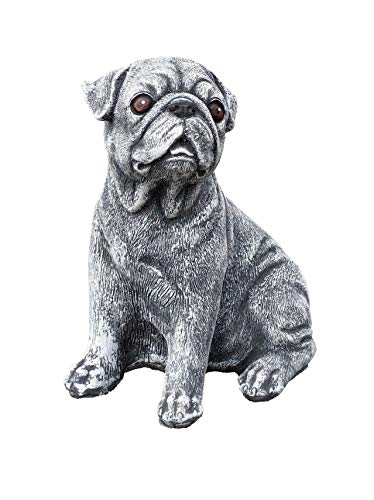 Steinfigur Hund Mops, Frost- und Wetterfest, massiver Steinguss