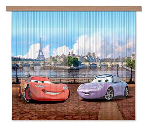 AG Design Disney Cars Kinderzimmer Gardine/Vorhang, 2 Teile, Stoff, Multicolor, 180 x 160 cm