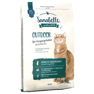 Sanabelle Outdoor Glutenfrei High Protein Komplett Trockenfutter für freilaufende ausgewachsene Katzen mit natürlichen Antioxidantien und erhöhtem Energiegehalt 10 kg, 2 Stück