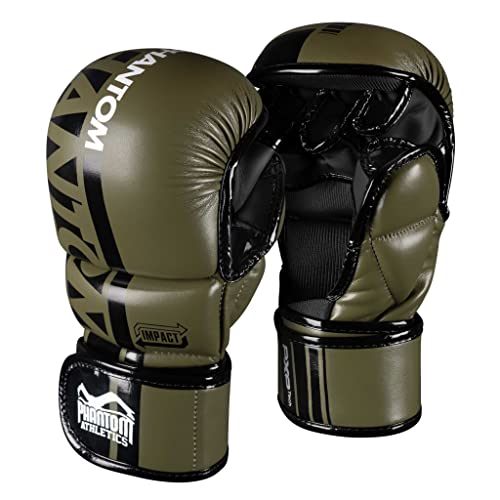 Phantom MMA Handschuhe APEX | Profi Gloves für Sparring, Fight, Boxen, Freefight (S/M - Army Grün)