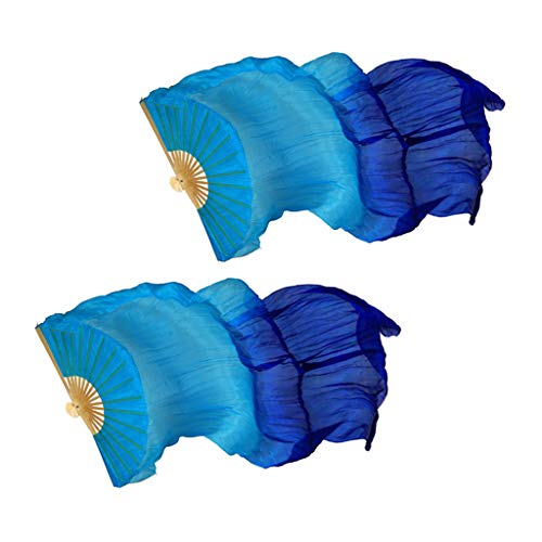 1 Paar Bauchtanz Fächerschleier Linke Hande und Rechte Hand Seide Flügel Schleier 180 x 90 cm - Blau