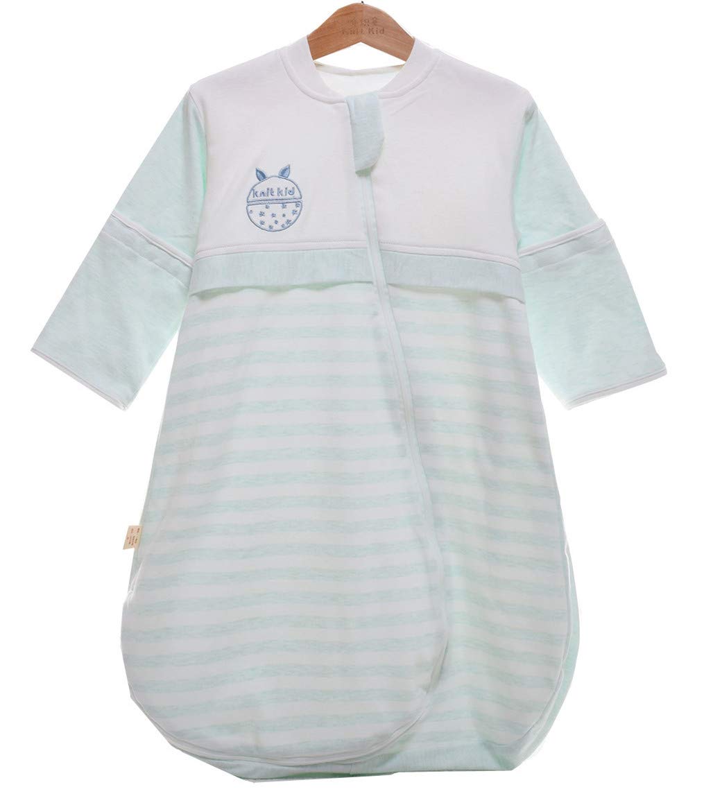 Chilsuessy Unisex Baby Sommer Schlafsack Decke mit abnehmbar Langarm aus 100% Baumwolle Sommerschlafsack 1 Tog Schlafanzug für Mädchen und Jungen, Gruen, 70/Baby Hoehe 60-70cm