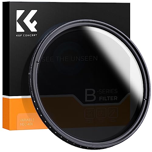 K&F Concept ND2-400 Variabler ND-Filter Neutral Density Adjustable Fader ND2 ND4 ND8 ND16 ND32 bis ND400 Objektivfilter für DSLR-Kameraobjektiv Slim (55MM)