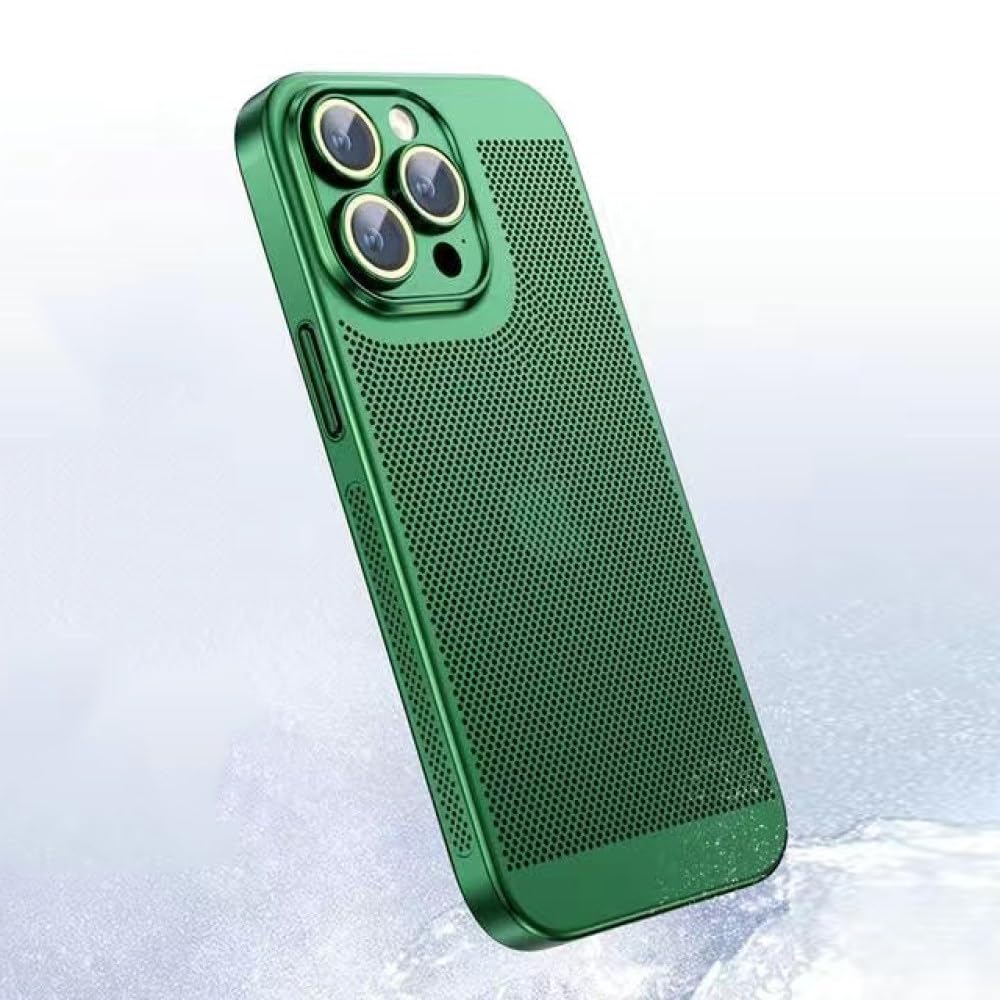 SAMEZA Beschichtung Wärmeableitung Handyhülle für iPhone 14 15 13 12 11 Pro Max 13 12 Mini X XS XR 7 8 Plus Atmungsaktive Kühlung Hard Cover, grün, für iPhone 14 Pro