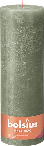 Bolsius Rustik Stumpenkerze XXL - Grün - 4 Stück - 30 x 10 cm - Deko Haushaltskerzen - Länge Brenndauer 200 Stunden - Geruchlos - Natürliches Pflanzenwachs - Ohne Palmöl