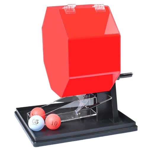 MLYYYDSS Lotterieball-Maschine, Zahlenauswahl für Lotterie-Maschine, ohne Transparenz, automatische Zeichenmaschine, automatischer Bingokäfig mit roter Basis, A