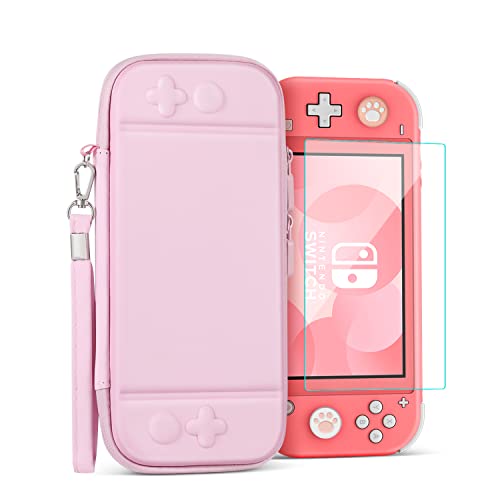 TNP Carrying Case for Nintendo Switch, Pink - Kawaii Cute Portable Travel Case, Protective Storage Carry Bag for Girls with Screen Protector, 10 Game Cartridge Holder