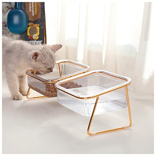 Futternapf Katze Doppelkatze-Schüssel transparente Hundeschüssel mit vertikaler Haustierwasserschale Hundekatze-Lebensmittel-Haustier-Fütterungsschale Geneigter futternapf Katze (Size : Double)