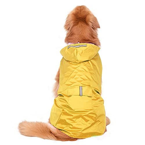 Hunde-Regenmantel, reflektierender Regenumhang, wasserdichte Kleidung für Haustiere mit Kapuze, Leinenloch und reflektierenden Streifen (s-6xl) für kleine, mittelgroße und große Hunde