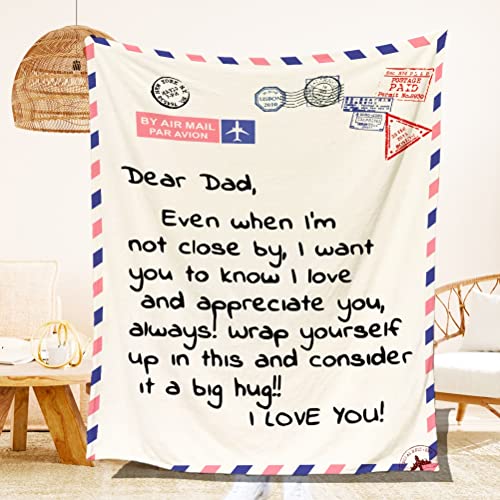 Fleecedecke mit Buchstaben, Aufschrift "To My Dear Dad", Geschenk für Tochter, Sohn, Geburtstagsgeschenk für Vater, Vatertag, Geschenk für Vater, flauschige Decke, Liebespapa