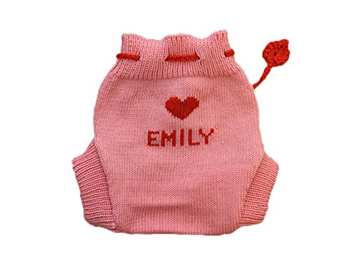 Personalisiert 100% Merino Wolle Baby Wollwindelhose Überhosen Soaker gestrickt Maßgeschneidert M Pink-Red
