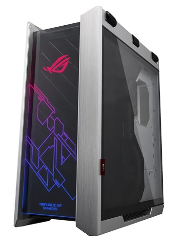 Asus ROG Strix Helios White Edition ATX Mid Tower Gaming-Gehäuse mit DREI Paneelen aus gehärtetem Glas und raffiniertem gebürstetem Aluminium und Aura-Sync-Technologie