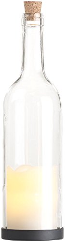 Lunartec Flaschenlicht mit Timer: Deko-Glasflasche mit LED-Kerze und beweglicher Flamme, Timer (LED Flaschenlicht mit Timer)
