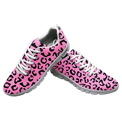 Dolyues Damen Running Sneakers Sport Sneaker Schuhe Atmungsaktiv Leichte Joggingschuh, Leopardenmuster, 41.5 EU