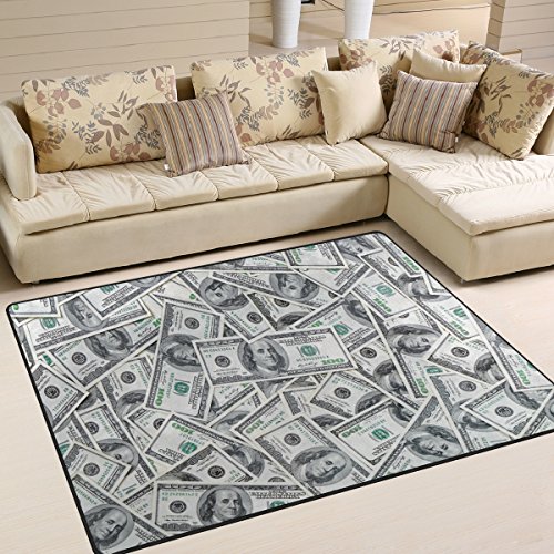 Use7 Teppich, Motiv Dollar, f¨¹r Wohnzimmer, Schlafzimmer, Textil, Mehrfarbig, 203cm x 147.3cm(7 x 5 feet)