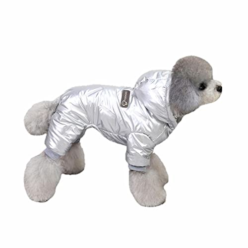 UKKO Hundemantel Haustier Hund Kleidung Winter Warme Kleidung Für Kleine Hunde Welpenmantel Verdicken Kleidung wasserdichte Hundejacke Kleidung Baumwolle-Silver,XXL