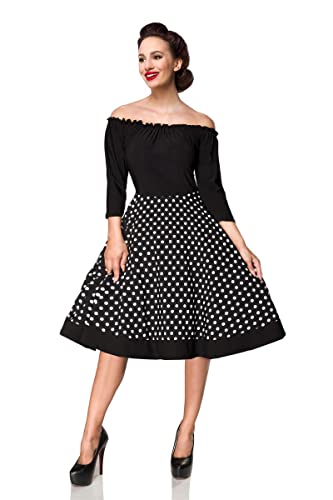 Belsira Carmen-Swingkleid Frauen Mittellanges Kleid schwarz/weiß 3XL