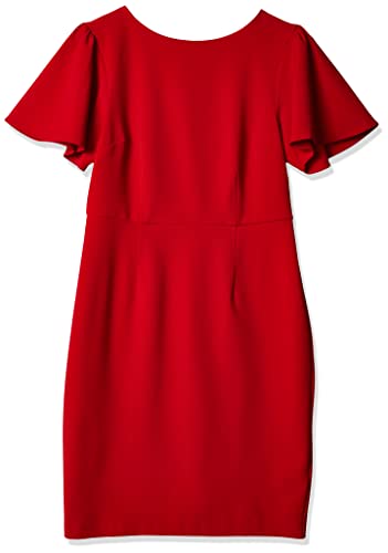 Lark & Ro Fluid Crepe Short Sleeve Flutter dresses, Rot (Haute Red), US 4 (EU S)