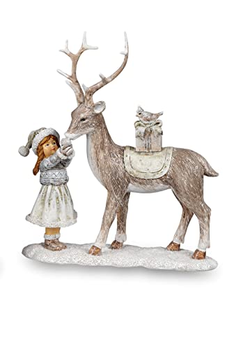 Small-Preis Nostalgische Winterkinder Junge und Mädchen in 2 Ausführungen Nostalgie Winter Figur Skulptur Klassisch 16cm (Modell 2)