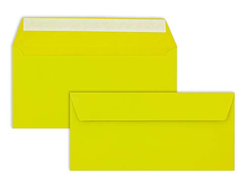 200 Brief-Umschläge DIN Lang - Limette - 110 g/m² - 11 x 22 cm - sehr formstabil - Haftklebung - Qualitätsmarke: FarbenFroh by GUSTAV NEUSER