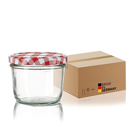 BigDean 108x Marmeladengläser 125ml - Einmachgläser klein, Gläser zum Verschenken, Schraubgläser - Made in Germany - Sturzgläser mit Deckel to 66 - Rot kariert