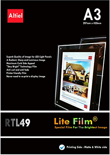 RTL49 - A3 x 50 sheets for any Inkjet & Laser Printers (Copiers) - Back lit Paper / Lite Film for LED Light Pocket / LED Light Panel / LED Lightbox - Ã‚Â£66.00 + vat and Next day delivery is available by Altiel
