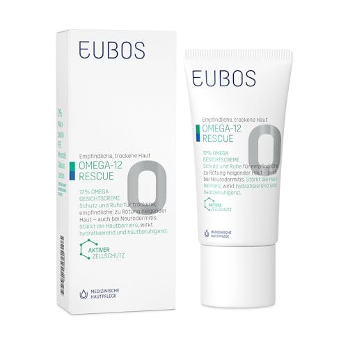 Eubos | Omega 12% Gesichtscreme | 50ml | für empfindliche und trockene Gesichtshaut | geeignet zur Pflege bei Neurodermitis, Altershaut und Kindern ab 3 Jahren