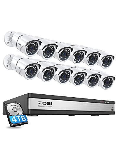 ZOSI 5MP Überwachungskamera Set Aussen, Videoüberwachung Set mit 12X 5MP PoE IP Kamera und 16CH 4TB HDD NVR, Bewegungserkennung