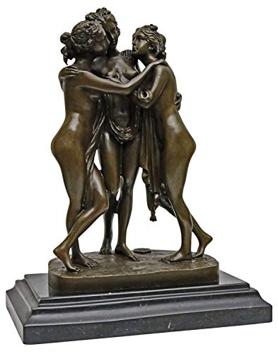 aubaho Bronzeskulptur DREI Grazien nach Canova erotische Kunst Antik-Stil Bronze Figur