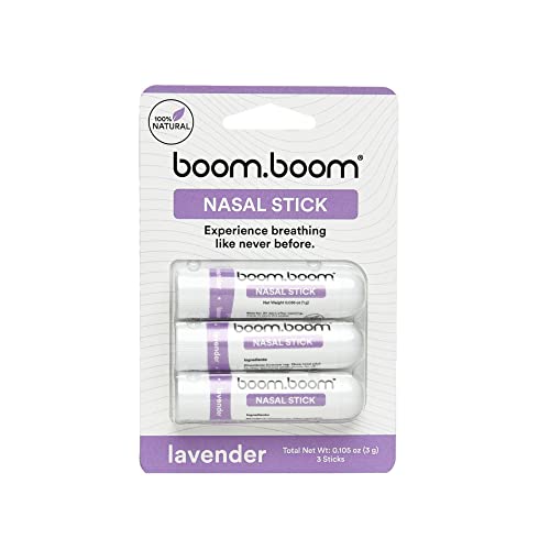 BoomBoom Aromatherapie-Nasenstäbchen (3er-Pack) | Verbessert die Atmung und erhöht den Fokus, Atmungs-Dampfstab sorgt für frisches Kühlgefühl, hergestellt mit ätherischen Ölen und Menthol (Lavendel)