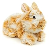 Uni-Toys - Löwenkopf-Kaninchen mit aufgestellten Ohren - liegend - Gold-weiß gescheckt - 23 cm (Höhe) - Plüsch-Hase - Plüschtier, Kuscheltier