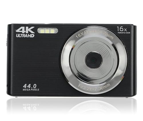 4K-Digitalkamera, 16-facher Digitalzoom, 44-Megapixel-Vlog-Kamera, 2,8-Zoll-Bildschirm, Integriertes Fülllicht, Unterstützung für USB-Datenübertragung, Anti-Shake (Schwarz LR063682)